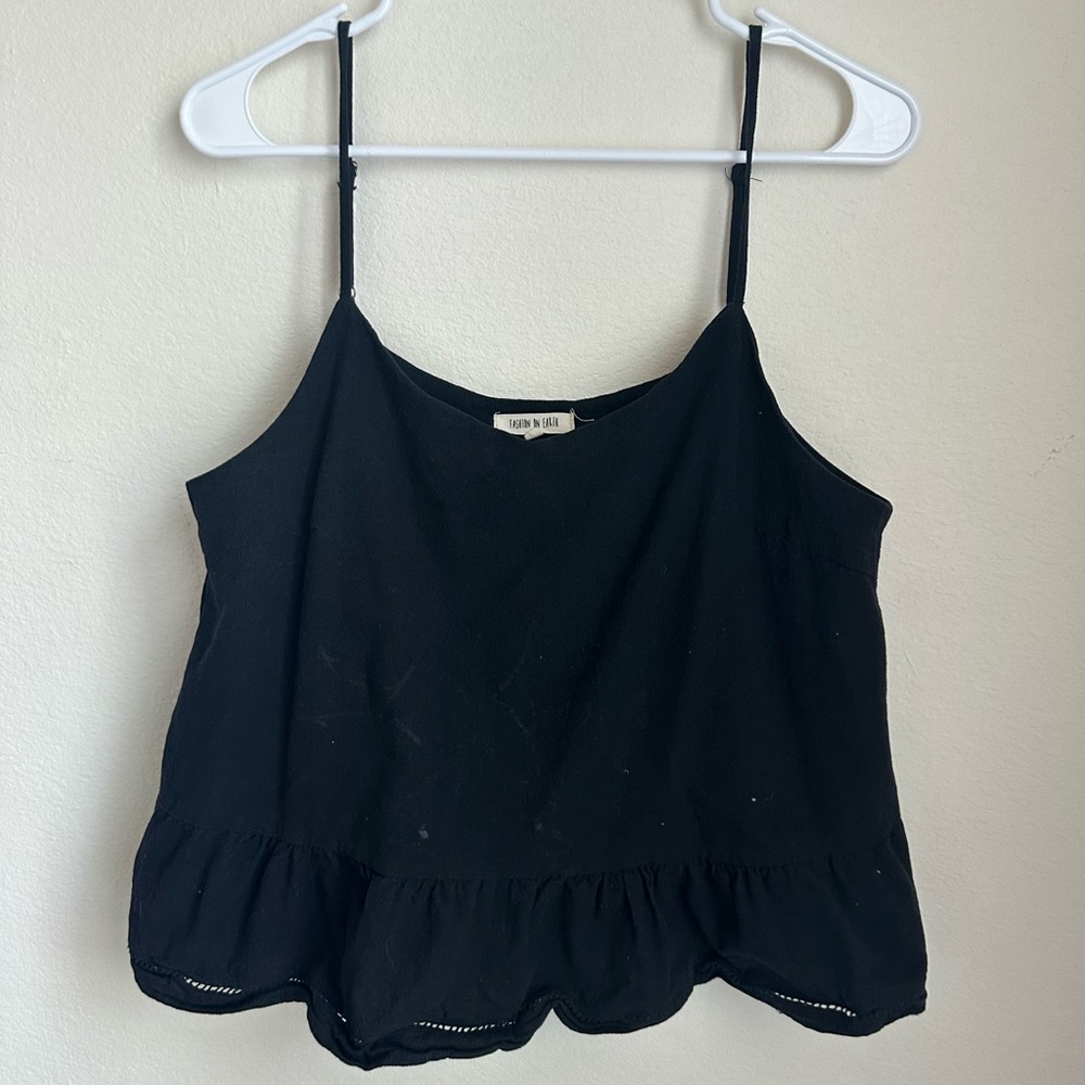 Black flared western tank top